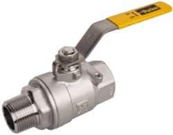 Parker - 1" Pipe, Full Port, Stainless Steel Standard Ball Valve - 2 Piece, Inline - One Way Flow, MNPT x FNPT Ends, Lever Handle, 2,000 WOG, 150 WSP - Top Tool & Supply