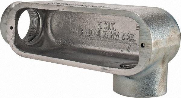 Cooper Crouse-Hinds - Form 5, LL Body, 2" Trade, Rigid Malleable Iron Conduit Body - Oval, 10-1/2" OAL, 68 cc Capacity, Gray - Top Tool & Supply