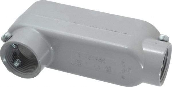 Cooper Crouse-Hinds - Form 5, LB Body, 1" Trade, EMT, IMC, Rigid Aluminum Conduit Body - Rectangle, 5.79" OAL, 12.2 cc Capacity, Gray - Top Tool & Supply