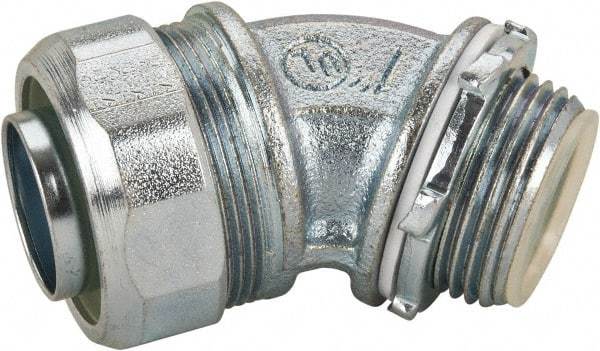 Cooper Crouse-Hinds - 1" Trade, Malleable Iron Threaded Angled Liquidtight Conduit Connector - Insulated - Top Tool & Supply