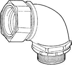 Cooper Crouse-Hinds - 1" Trade, Malleable Iron Threaded Angled Liquidtight Conduit Connector - Noninsulated - Top Tool & Supply