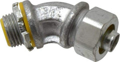 Cooper Crouse-Hinds - 3/8" Trade, Malleable Iron Threaded Angled Liquidtight Conduit Connector - Insulated - Top Tool & Supply