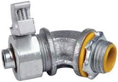 Cooper Crouse-Hinds - 3/8" Trade, Malleable Iron Threaded Angled Liquidtight Conduit Connector - Insulated - Top Tool & Supply