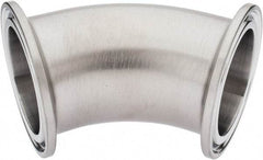 VNE - 1-1/2", Clamp Style, Sanitary Stainless Steel Pipe 45° Elbow - Tube OD Connection, Grade 316/316L - Top Tool & Supply