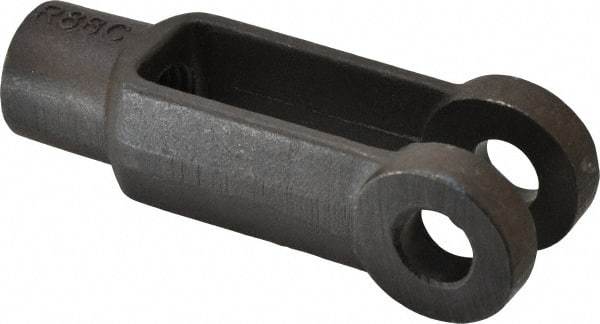 Jergens - 3/4-10 Thread, 1-1/2" Yoke Width, Carbon Steel, Tapped Yoke - 5/8" Hole Diam, 2-3/4" Hole Center to Neck, 1-3/8" Yoke Arm Height, 1-1/8" Neck Diam, 1-1/4" Neck Length, 4" OAL - Top Tool & Supply