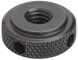 Jergens - 5/8-11" UNC Thread, Black Oxide Finish, Steel Round Knurled High Torque Check Nut - 7/16" Overall Height, 1-3/8" Head Diam, 1-1/8" Base Diam - Top Tool & Supply