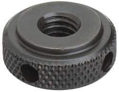 Gibraltar - 1-8" UNC Thread, Black Oxide Finish, Steel Round Knurled High Torque Check Nut - 9/16" Overall Height, 2" Head Diam, 1-3/4" Base Diam - Top Tool & Supply