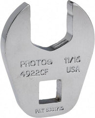 Proto - 11/16" 3/8" Drive Chrome Open End Crowfoot Wrench - 1.54" Head Diam x 1/4" Head Thickness - Top Tool & Supply