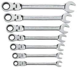 GearWrench - 7 Piece, 3/8" to 3/4", Ratcheting Combination Wrench Set - Inch Measurement Standard, Chrome Finish, Comes in Tray - Top Tool & Supply