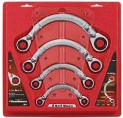 GearWrench - 4 Piece, 3/8" x 7/16" to 3/4" x 7/8", Obstruction Box End Wrench Set - Inch Measurement Standard, Chrome Finish, Comes in Display Card - Top Tool & Supply