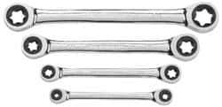 GearWrench - 4 Piece, E6 x E8 - E20 x E24mm, Ratcheting Box Wrench Set - External Torx Measurement Standard, Chrome Finish - Top Tool & Supply