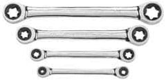 GearWrench - 4 Piece, E6 x E8 - E20 x E24mm, Ratcheting Box Wrench Set - External Torx Measurement Standard, Chrome Finish - Top Tool & Supply