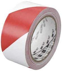 3M - Red & White Striped Vinyl Tape - 2" Wide x 108' Long x 0.005" Thick, General Traffic - Top Tool & Supply