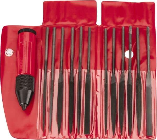 Value Collection - 13 Piece Swiss Pattern File Set - Medium Coarseness, Set Includes Crochet, Flat, Pippin, Round, Slitting, Square, Three Square - Top Tool & Supply