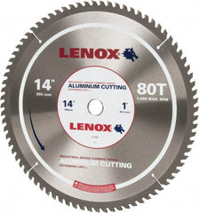 Lenox - 14" Diam, 1" Arbor Hole Diam, 80 Tooth Wet & Dry Cut Saw Blade - Titanium Carbide-Tipped, General Purpose Action, Standard Round Arbor - Top Tool & Supply