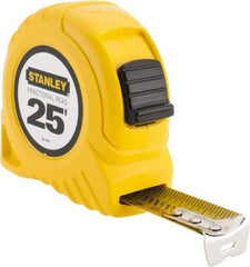 Stanley - 25' x 1" Yellow Blade Tape Measure - 1/16 & 1/8" Graduation, Inch Graduation Style, Yellow Case - Top Tool & Supply