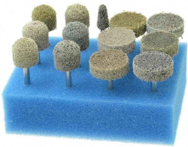 Grier Abrasives - 13 Piece Aluminum Oxide Silicon Carbide Unitized Abrasive Point Set - Includes Shapes B44, B90 & W201 - Top Tool & Supply