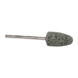 Grier Abrasives - 3/8" Head Diam x 3/4" Thickness, B52, Pointed End, Silicon Carbide Mounted Point - Green-Gray, Fine Grade, 23,000 RPM - Top Tool & Supply