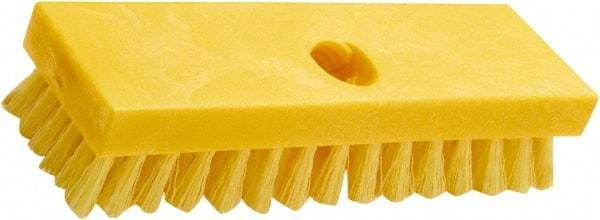 Rubbermaid - 1" Bristle Length, Polypropylene Scrub Brush - 8" OAL, Threaded Handle, Yellow, Plastic Block - Top Tool & Supply