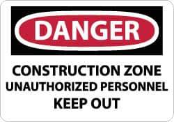 NMC - "Danger - Construction Site - Unauthorized Persons - Keep Out", 14" Long x 20" Wide, Rigid Plastic Safety Sign - Rectangle, 0.05" Thick, Use for Security & Admittance - Top Tool & Supply