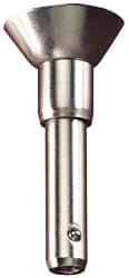 Jergens - 3/8" Diam, 4" Usable Length, Button Handle, Push Button Quick Release Pin - 5-13/32" Overall Length, Grade 17-4 Stainless Steel, Passivated Finish - Top Tool & Supply