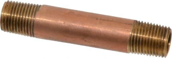 Merit Brass - 2" Long, 1/8" Pipe Threaded Brass Pipe Nipple - BSPT Thread, Red Brass - Top Tool & Supply