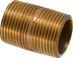 Merit Brass - 1-3/8" Long, 3/4" Pipe Threaded Brass Pipe Nipple - BSPT Thread, Red Brass - Top Tool & Supply