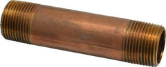 Merit Brass - 5" Long, 1" Pipe Threaded Brass Pipe Nipple - BSPT Thread, Red Brass - Top Tool & Supply