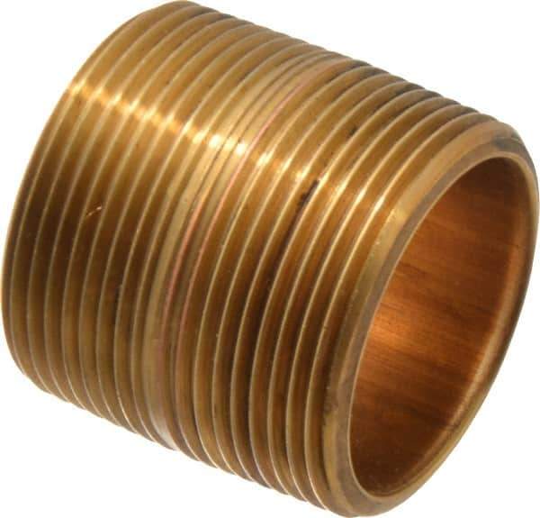 Merit Brass - 1-3/4" Long, 1-1/2" Pipe Threaded Brass Pipe Nipple - BSPT Thread, Red Brass - Top Tool & Supply