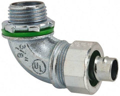 Cooper Crouse-Hinds - 3/8" Trade, Malleable Iron Threaded Angled Liquidtight Conduit Connector - Noninsulated - Top Tool & Supply