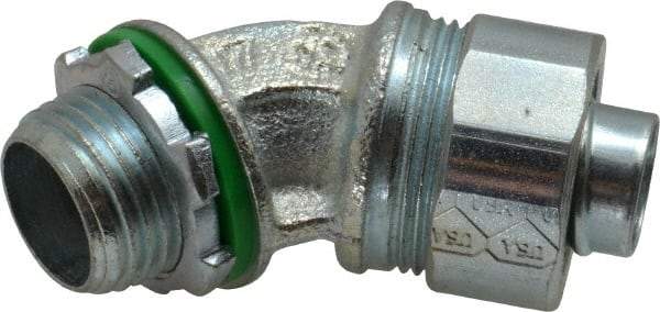 Cooper Crouse-Hinds - 1/2" Trade, Malleable Iron Threaded Angled Liquidtight Conduit Connector - Noninsulated - Top Tool & Supply