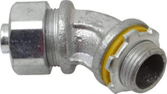 Cooper Crouse-Hinds - 3/8" Trade, Malleable Iron Threaded Angled Liquidtight Conduit Connector - Noninsulated - Top Tool & Supply