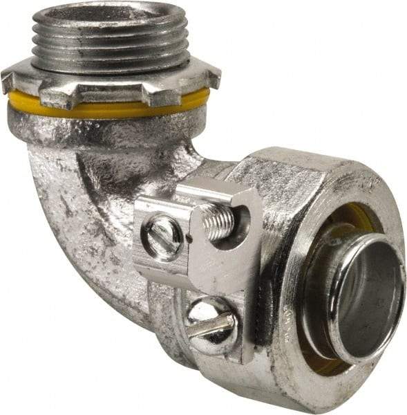 Cooper Crouse-Hinds - 3/4" Trade, Malleable Iron Threaded Angled Liquidtight Conduit Connector - Noninsulated - Top Tool & Supply