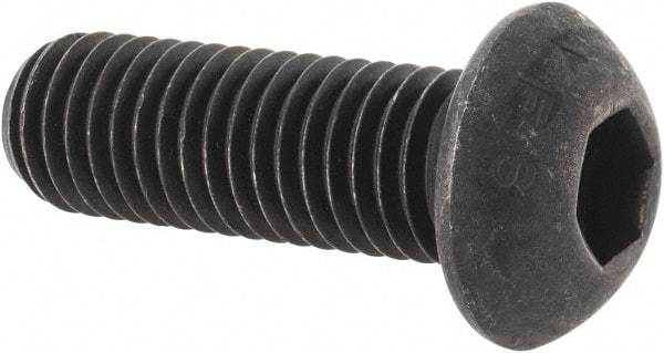 Value Collection - M12x1.75 Metric Coarse Hex Socket Drive, Button Screw - Grade 12.9 Alloy Steel, Black Oxide Finish, Fully Threaded, 35mm Length Under Head - Top Tool & Supply