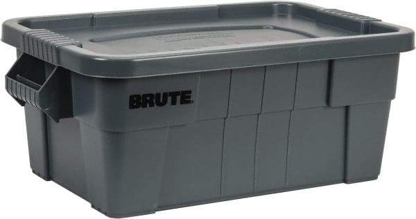 Rubbermaid - 14 Gal, 400 Lb Load Capacity Gray Polyethylene Tote Container - Nesting, 27.9" Long x 16-1/2" Wide x 10.7" High, Lid Included - Top Tool & Supply