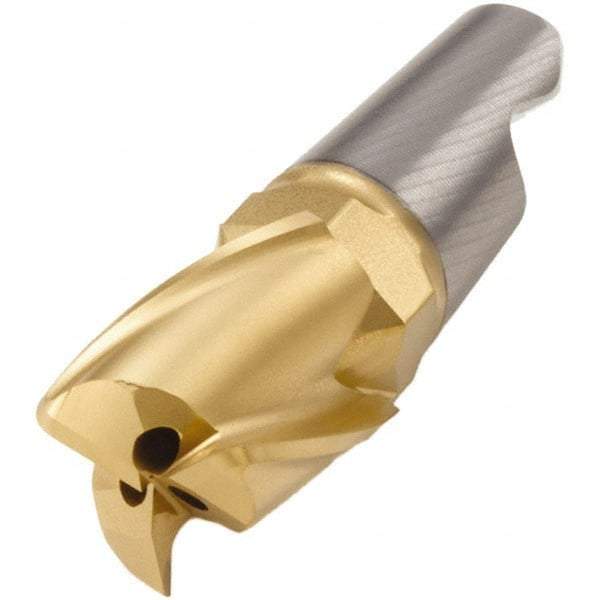 Seco - MM16 M06 Grade F40M Carbide End Milling Tip Insert - TiAlN/TiN Finish, 3 Flutes, 0.63" Cutting Diam, 0.758" Depth of Cut, 0.965" Extension, 0.157" Cnr Rad - Top Tool & Supply