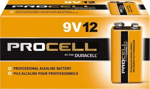 Duracell - Size 9V, Alkaline, 72 Pack, Standard Battery - 9 Volts, Snap Terminal - Top Tool & Supply