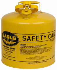 Eagle - 5 Gal Galvanized Steel Type I Safety Can - 13-1/2" High x 12-1/2" Diam, Yellow - Top Tool & Supply