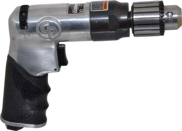 Chicago Pneumatic - 3/8" Reversible Keyed Chuck - Pistol Grip Handle, 4,200 RPM, 3.54 LPS, 7.5 CFM, 0.5 hp, 90 psi - Top Tool & Supply