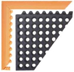 Notrax - 5' Long x 2" Wide x 3/4" Thick, Anti-Fatigue Modular Matting Ramp Edge - Female, Orange, Series 551 - Top Tool & Supply