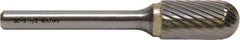 M.A. Ford - 12mm Cut Diam, 6mm Shank Diam, Cylinder with Radius Head Double Cut Burr - Carbide, Radius End, 25mm LOC, 70mm OAL - Top Tool & Supply