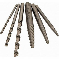 Irwin - 6 Piece Spiral Flute Screw Extractor Set - Screw Range 3/16 to 7/16" - Top Tool & Supply