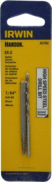 Irwin - 2 Piece Spiral Flute Screw Extractor & Drill Set - Screw Range 5/32 to 7/32" - Top Tool & Supply