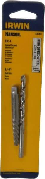 Irwin - 2 Piece Spiral Flute Screw Extractor & Drill Set - Screw Range 9/32 to 3/8" - Top Tool & Supply