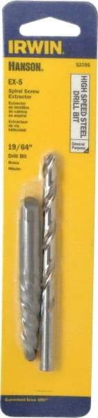 Irwin - 2 Piece Spiral Flute Screw Extractor & Drill Set - Screw Range 3/8 to 5/8" - Top Tool & Supply