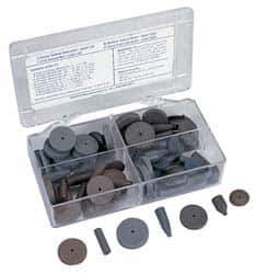 Cratex - 76 Piece Rubber Abrasive Point Set - Includes 8 Tapered Edge Wheels, 24 Straight Wheels, 16 Cylinder Points, 24 Bullet Points, 2 Wheel Mandrels & 2 Point Mandrels - Top Tool & Supply