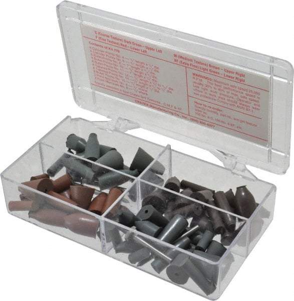 Cratex - 68 Piece Rubber Point Test Set - Includes 16 Cylinder Points, 32 Bullet Points, 16 Tapered Points & 4 Point Mandrels - Top Tool & Supply