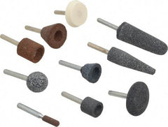 Grier Abrasives - 10 Piece Aluminum Oxide Vitrified Mounted Stone Abrasive Point Set - Includes Shapes A1, A24, A25, A3, A31, A32, A34, A36, A38 & A39 - Top Tool & Supply