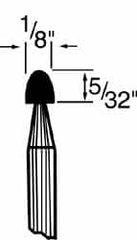 Grier Abrasives - 1/8 x 5/32" Head Diam x Thickness, B47, Tree, Aluminum Oxide Mounted Point - Top Tool & Supply