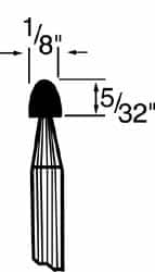 Grier Abrasives - 1/8 x 5/32" Head Diam x Thickness, B47, Tree, Aluminum Oxide Mounted Point - Top Tool & Supply